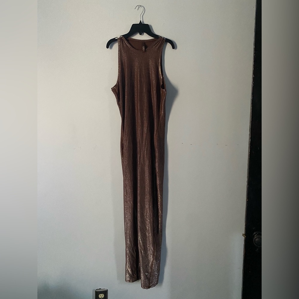 Skims shimmer high neck maxi